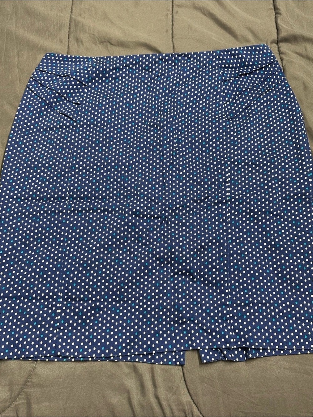 New York & Company Navy and White Polka Dot Pencil Skirt